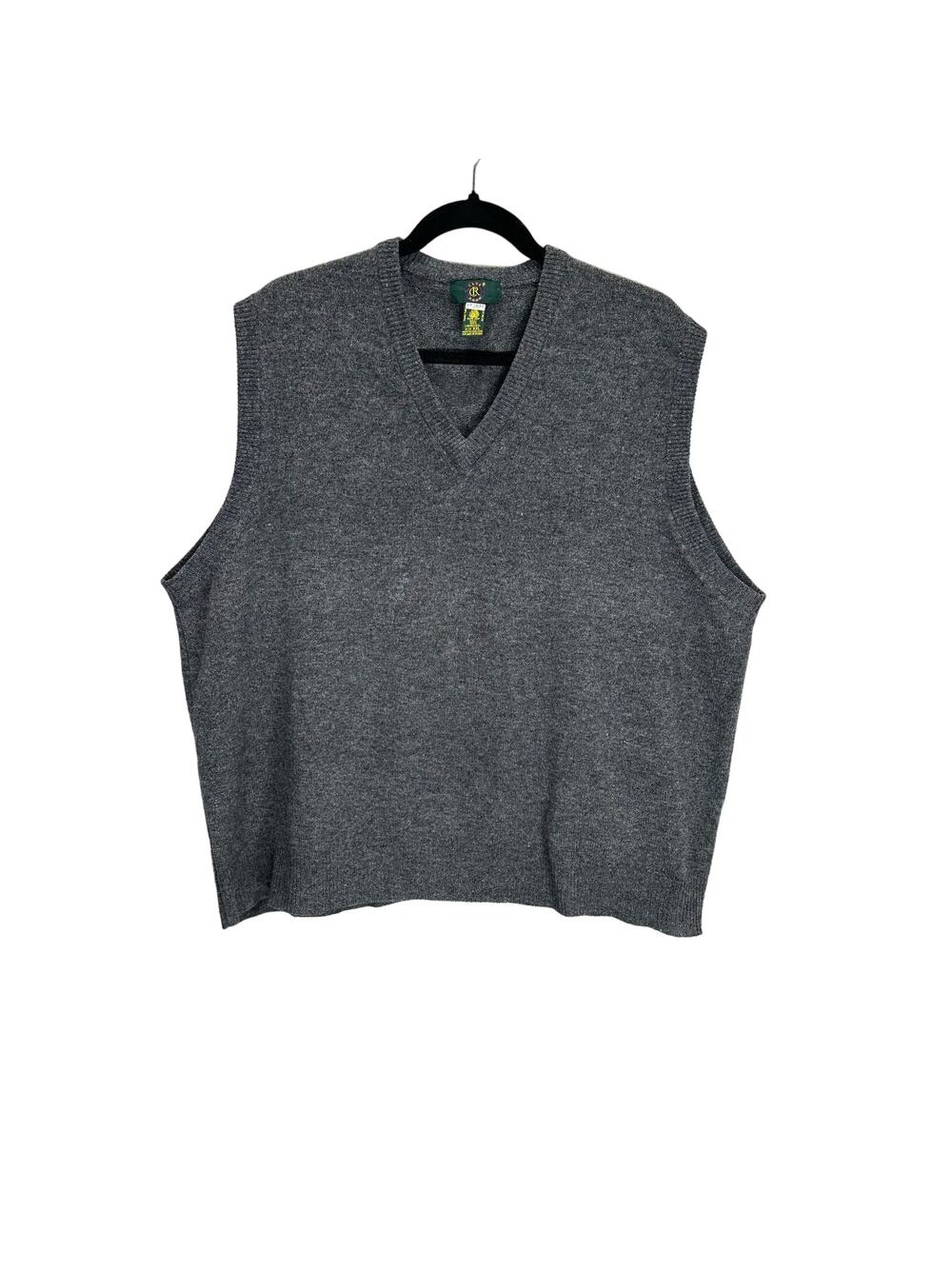Vintage Club Room 100% Lambswool V Neck Knit Pullover Sweater Vest Gray size XXL